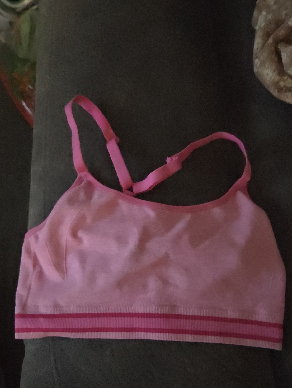 Skechers Light Pink Striped Racerback Sports Bra